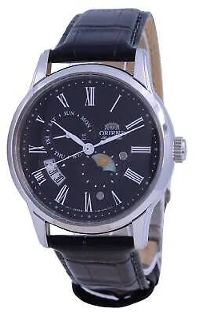 Pre-owned Orient Sun Moon Phase Black Dial Leather Band Automatic Ra-ak0010b10b Mens Watch