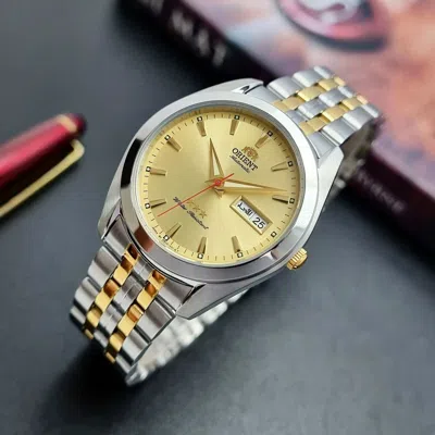 Pre-owned Orient Tristar Automatic Sab0d001g Gold Dial Luminous Tow Tone Made In Japan