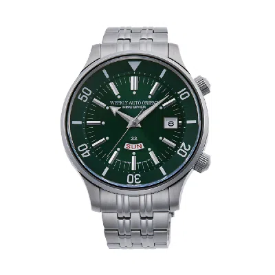 Pre-owned Orient Weekly Auto King Diver Day Date Ra-aa0d03e Green Dial Made In Japan