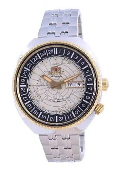 Pre-owned Orient World Map Revival Stainless Steel Automatic Ra-aa0e01s19b 200m Mens Watch