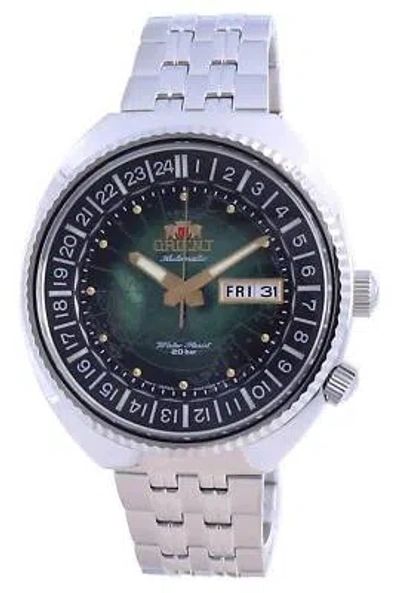 Pre-owned Orient World Map Revival Stainless Steel Automatic Ra-aa0e02e19b 200m Mens Watch