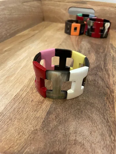 Oriental Arts Co. Women's Buffalo Horn Bracelets In Yellow, White, Hot Pink, Red & Natural In Multi