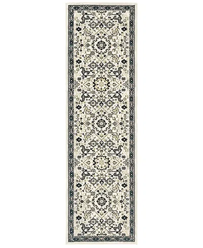 Oriental Weavers Bowen 073j2 2'3" X 7'6" Runner Rug In Ivory,navy