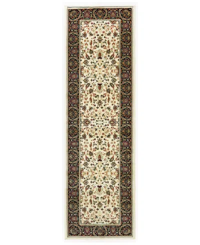 Oriental Weavers Closeout!  Kashan 108x Ivory/black 2'3" X 7'6" Runner Area Rug In Ivory,black