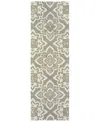 Oriental Weavers Craft 93004 Gray/sand 2'6" X 8' Runner Area Rug In Grey,sand