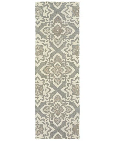 Oriental Weavers Craft 93004 Gray/sand 2'6" X 8' Runner Area Rug In Grey,sand