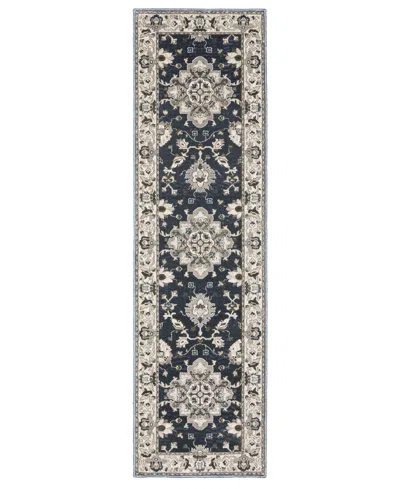 Oriental Weavers Ellington Ell08 2'3"x7'6" Runner Area Rug In Blue