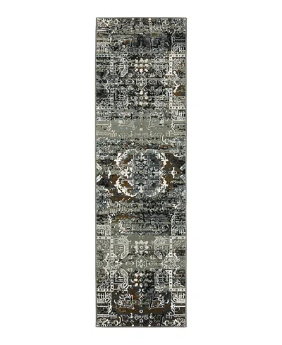 Oriental Weavers Gemini 2060v Runner Area Rug, 2'3 X 7'6 In Charcoal
