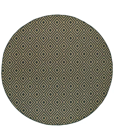 Oriental Weavers Marina 2335k Black/tan 7'10" Indoor/outdoor Round Area Rug In Multi