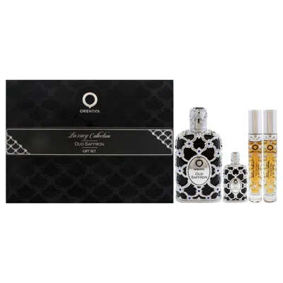 Orientica Oud Saffron By  For Men - 4 Pc Gift Set 2.7oz Edp Spray, 2 X 10ml Edp Spray, 7.5ml Edp Spla