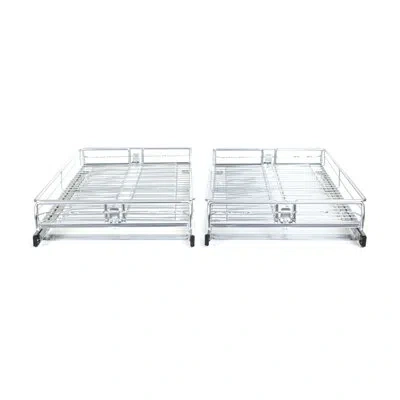 Origami 2-pack-sliding Pullout Cabinet Drawer Adjustable 13" To 21" Wide In Silver