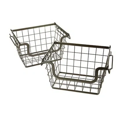 Origami 2pk Metal Baskets In Silver