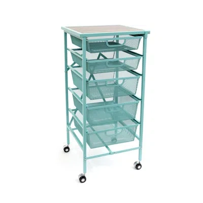 Origami 5 Drawer Rolling Storage Chest In Blue