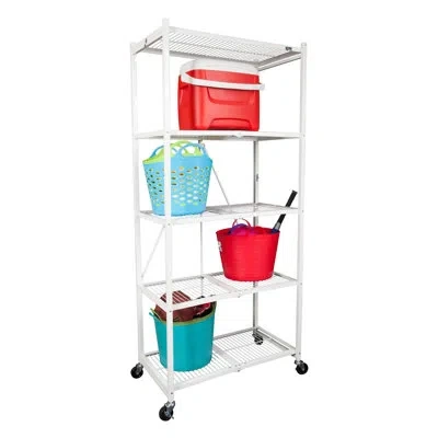 Origami 5-shelf Foldable Storage Rack Heavy Duty Holds Up To 1000 Pounds In White