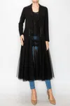 Origami Crop Blazer With Long Mesh Trimming In Black