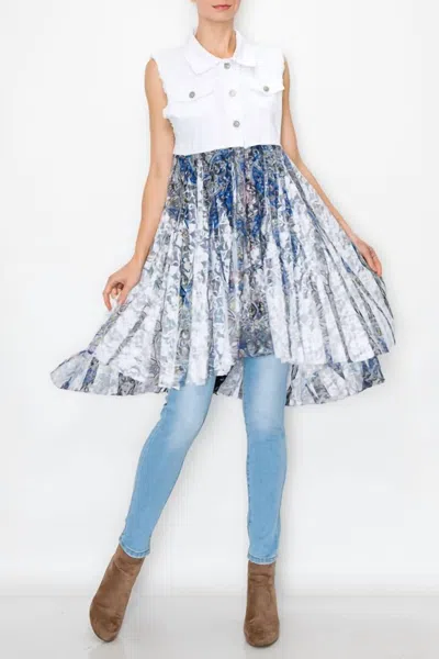Origami Denim Lace Vest In Paisley In White