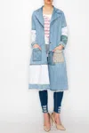 Origami Duster Jacket With Patches In Denim In Multi