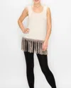 Origami Fringe Hem Tank In White