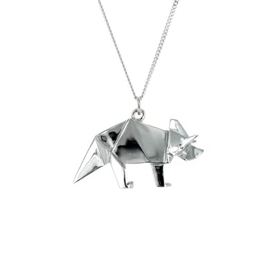 Origami Jewellery Women's Triceratop Necklace Silver In Gray