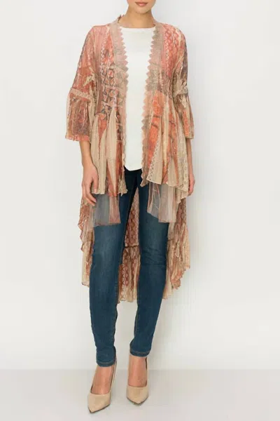 Origami Lace And Crochet Inspired Cardigan In Multi-rustic