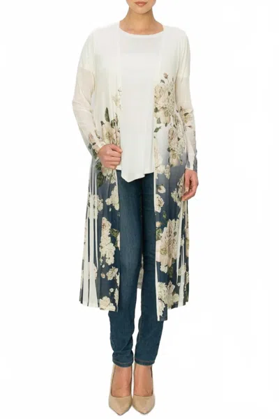 Origami Magnolia Mesh Duster In Soft Eggshell Or Cream In White