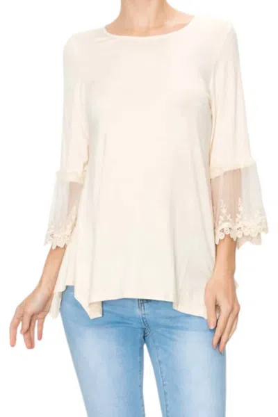 Origami Megan Flutter Sleeve Top In Beige