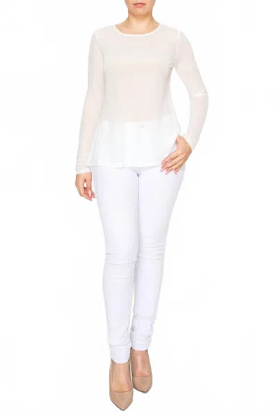 Origami On A Dime Mesh Top In Beige In Pink