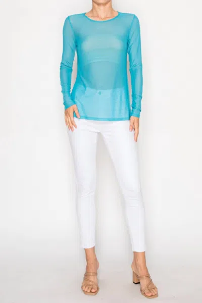 Origami On A Dime Mesh Top In Teal In Blue