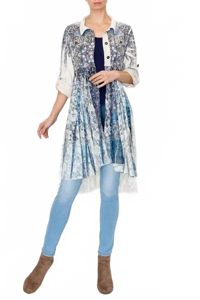 Origami Sueded Lace Duster In Kaleidoscope In Blue