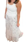 Origami Viv Floral Maxi Skirt In Silver In Silver