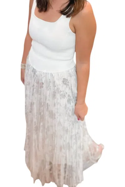 Origami Viv Floral Maxi Skirt In Silver