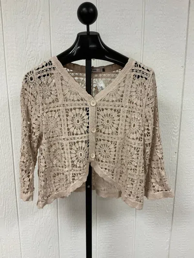 Origami Women's Crochet Cardigan In Taupe In Gray