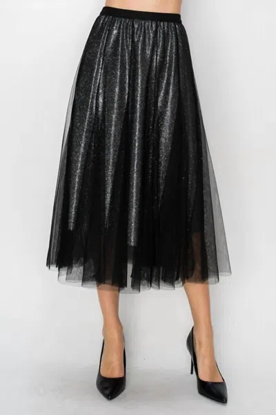 Origami Women's Grace Shimmer Midi Skirt In Black