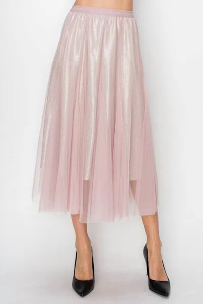 Origami Women's Grace Shimmer Midi Skirt In Mauve In Multi
