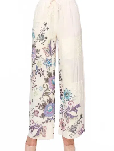 Origami Women's Lace Patchwork Pants In Embo Fly In Multi