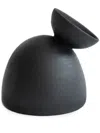 Origin Made Charred Dome Clay Vase (16cm) In Black