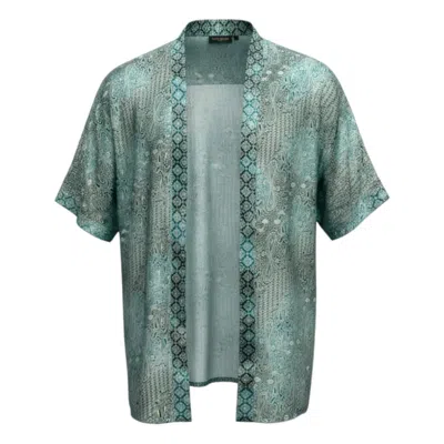 Origin Of Hearts Men's Blue Blu Kimono Shirt
