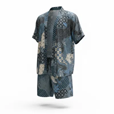 Origin Of Hearts Men's Blue / Neutrals Nira Kimono Set