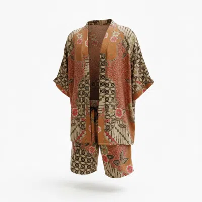 Origin Of Hearts Men's Green / Red / Neutrals Marei Kimono Set In Multi