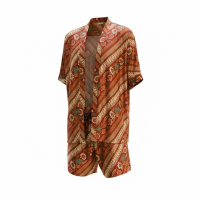 Origin Of Hearts Men's Neutrals / Red Imai Kimono Set