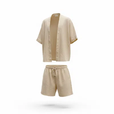 Origin Of Hearts Men's Neutrals Vela Kimono Set In Yellow