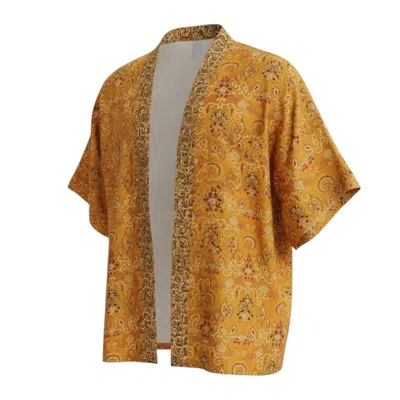 Origin Of Hearts Men's Orange / Gold / Yellow Sahara Kimono Shirt