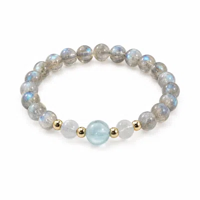 Origin Of Hearts Women's Isla Bracelet – Natural Aquamarine, Moonstone & Labradorite Bracelet In Blue