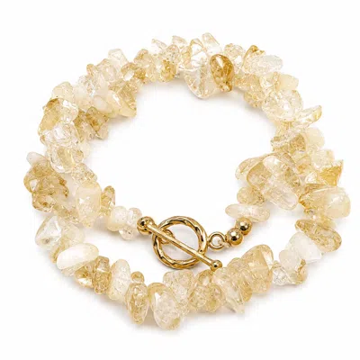 Origin Of Hearts Women's Neutrals / Gold Aura Bracelet – Natural Citrine Double-strand Gemstone Bracelet