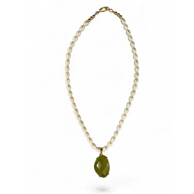 Origin Of Hearts Women's Neutrals Verdant Pearl Necklace In Yellow