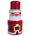 Original Gourmet Holiday Three Tiered Santa Cookie Tin, 5 Piece In Red