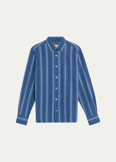 Original Madras Trading Co. Men's Striped Sport Shirt In 07 - Bluelight Bl