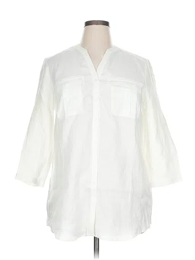 Pre-owned Original Nicole Miller 3/4 Sleeve Button Down Shirt In White