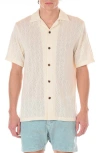 Original Paperbacks Capri Geometric Pointelle Knit Camp Shirt In Ivory