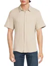 Original Paperbacks Men's Reine Striped Jacquard Button Down Shirt In Bone